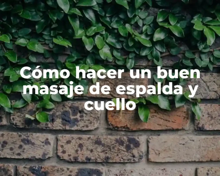Cómo hacer un buen masaje de espalda y cuello