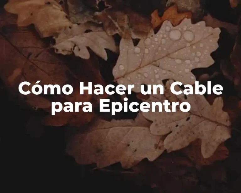 Cómo Hacer un Cable para Epicentro