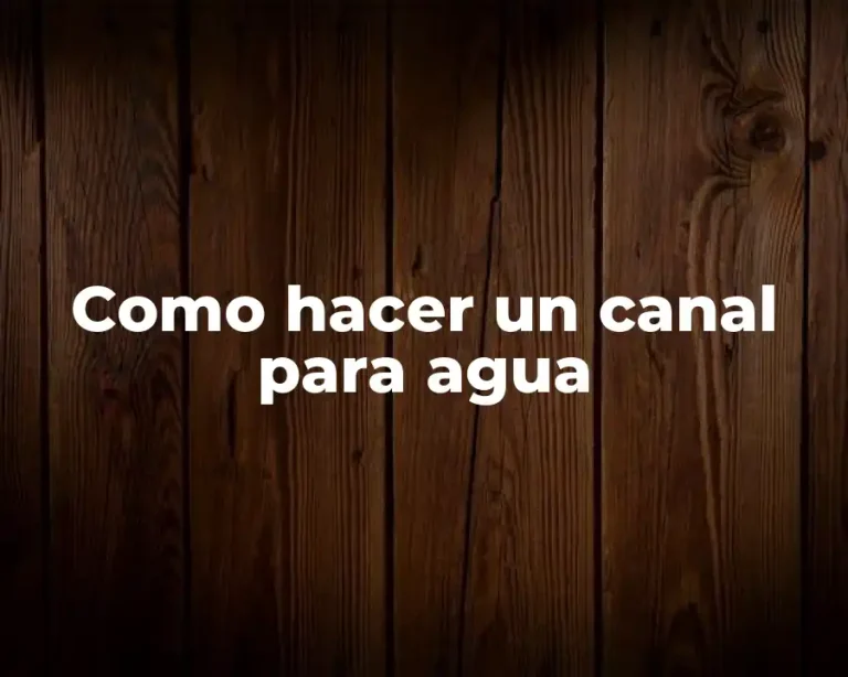 Como hacer un canal para agua