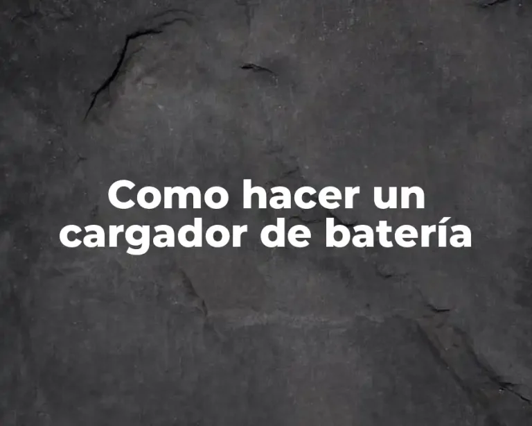 Como hacer un cargador de batería