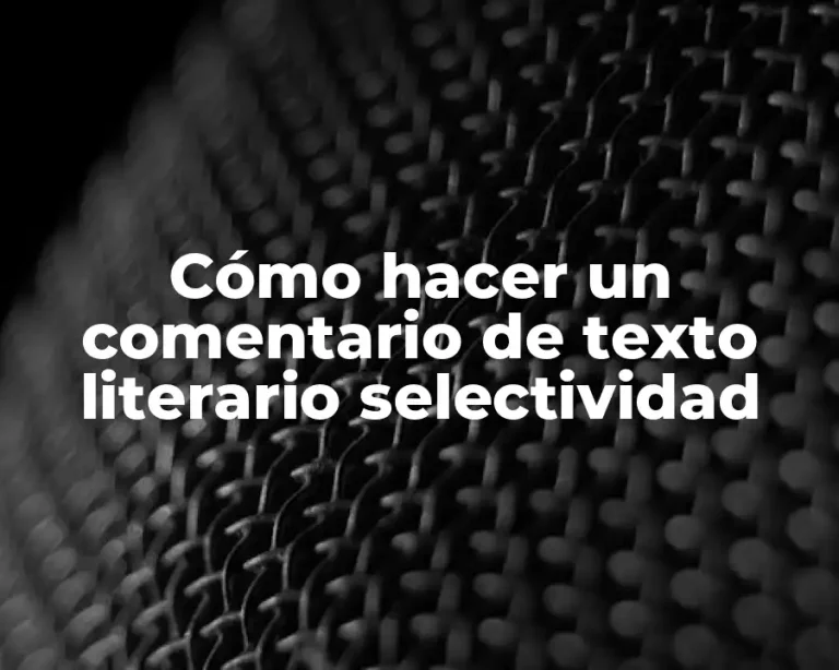 Cómo hacer un comentario de texto literario selectividad