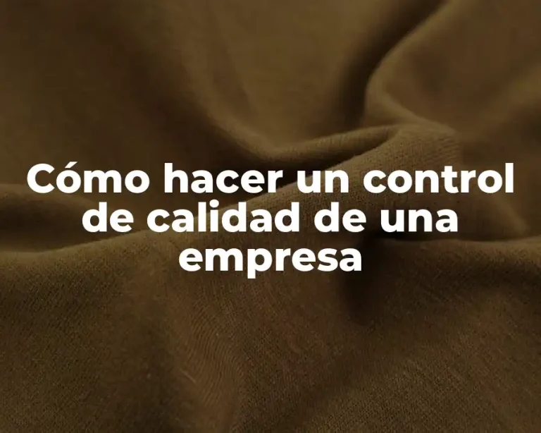 Cómo hacer un control de calidad de una empresa
