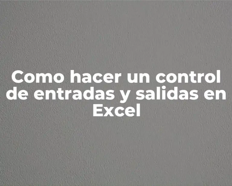 Como hacer un control de entradas y salidas en Excel