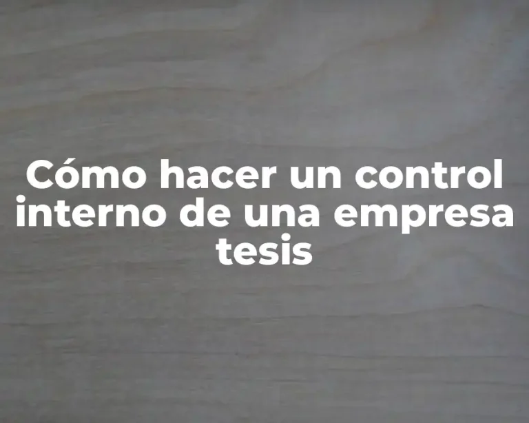 Cómo hacer un control interno de una empresa tesis