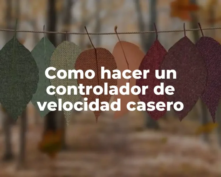 Como hacer un controlador de velocidad casero