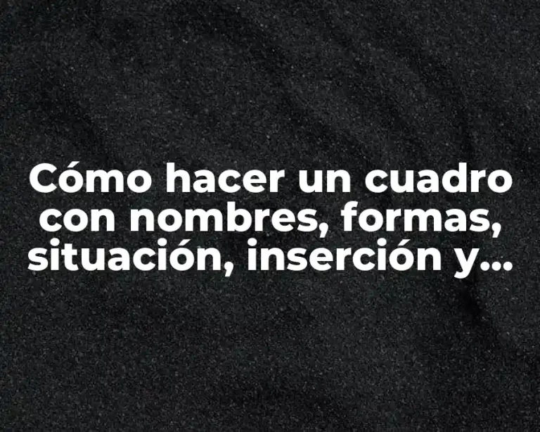 Cómo hacer un cuadro con nombres, formas, situación, inserción y función