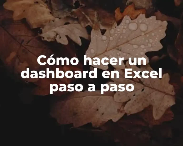Cómo hacer un dashboard en Excel paso a paso