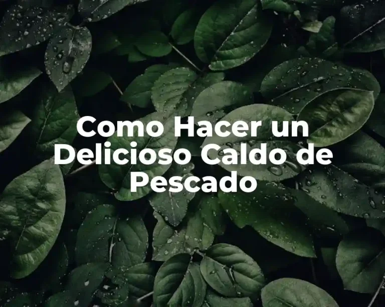 Como Hacer un Delicioso Caldo de Pescado