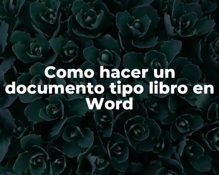 Como hacer un documento tipo libro en Word