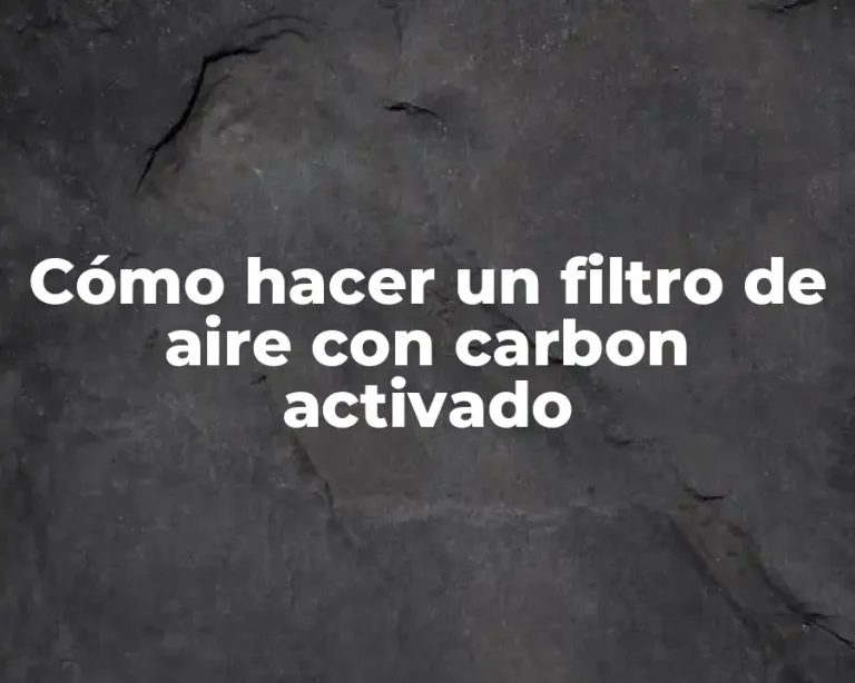 Cómo hacer un filtro de aire con carbon activado