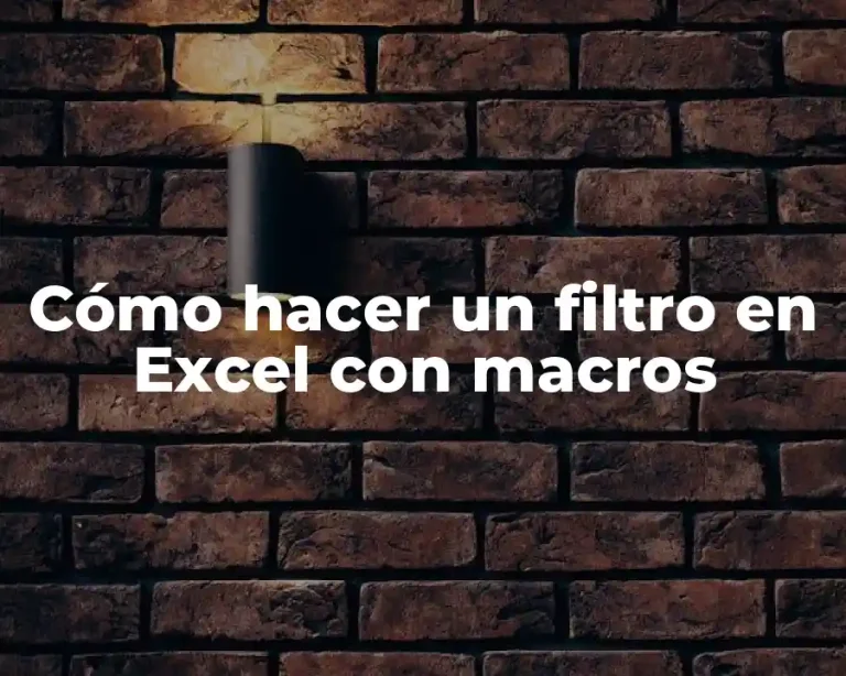 Cómo hacer un filtro en Excel con macros