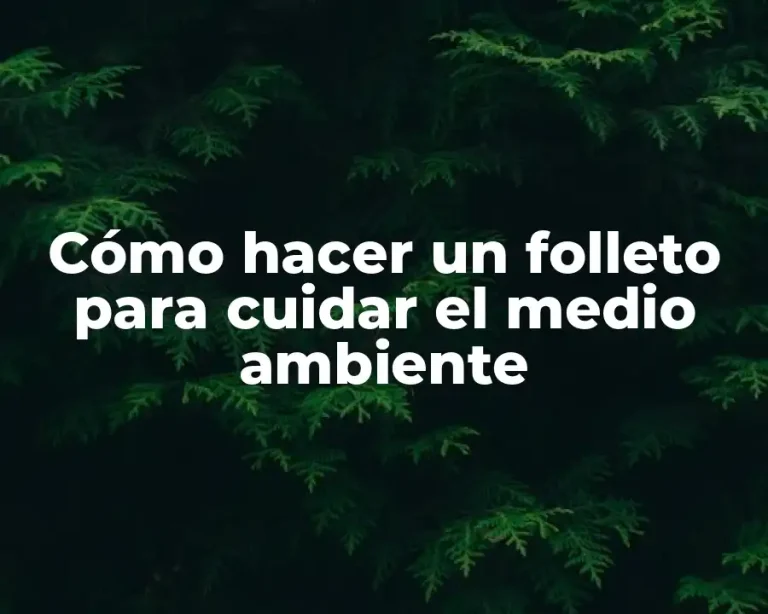 Cómo hacer un folleto para cuidar el medio ambiente