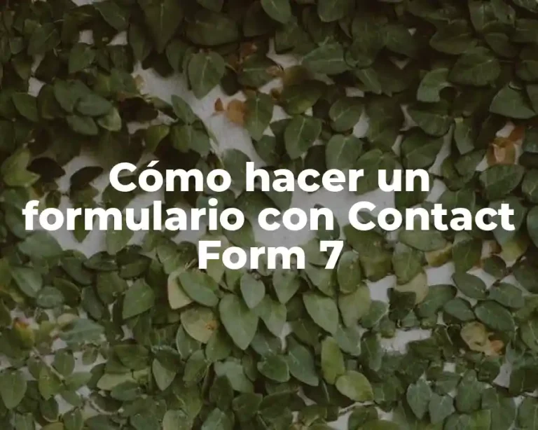 Cómo hacer un formulario con Contact Form 7
