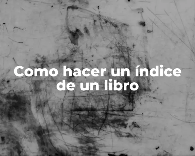 Como hacer un índice de un libro
