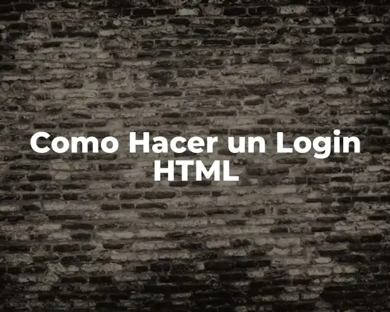 Como Hacer un Login HTML
