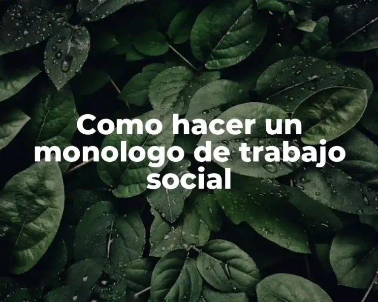 Como hacer un monologo de trabajo social