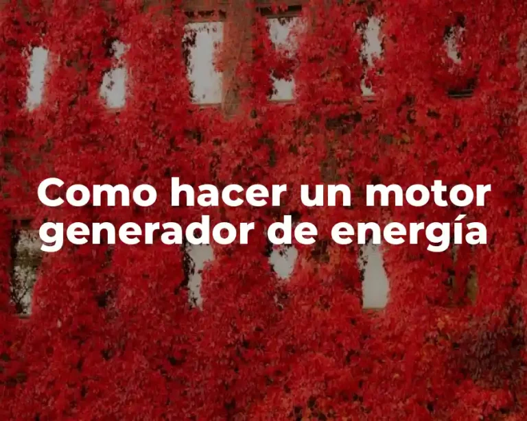 Como hacer un motor generador de energía