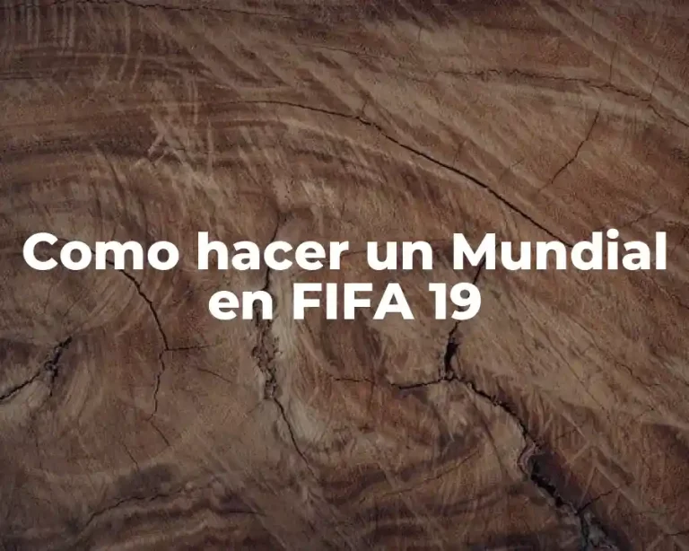 Como hacer un Mundial en FIFA 19