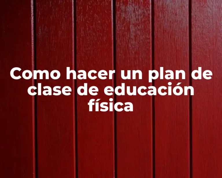 Como hacer un plan de clase de educación física