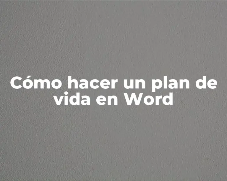 Cómo hacer un plan de vida en Word