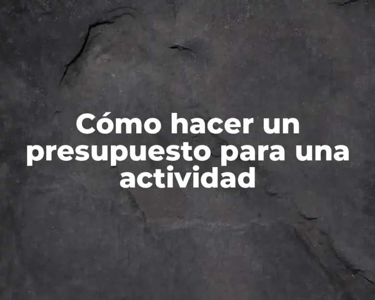Cómo hacer un presupuesto para una actividad