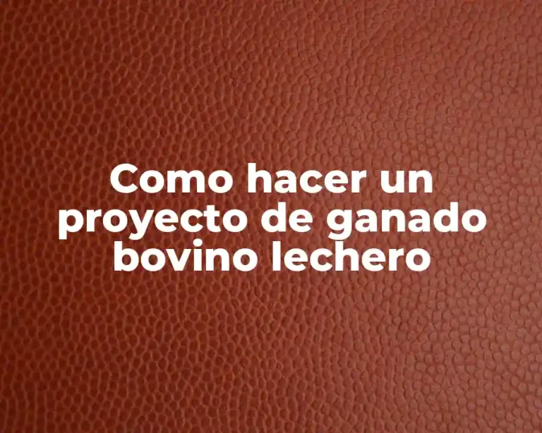Como hacer un proyecto de ganado bovino lechero