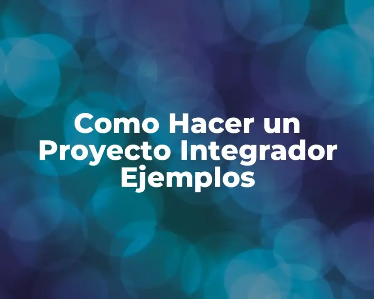 Como Hacer un Proyecto Integrador Ejemplos