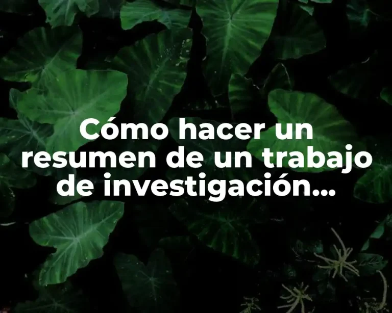 Cómo hacer un resumen de un trabajo de investigación ejemplo