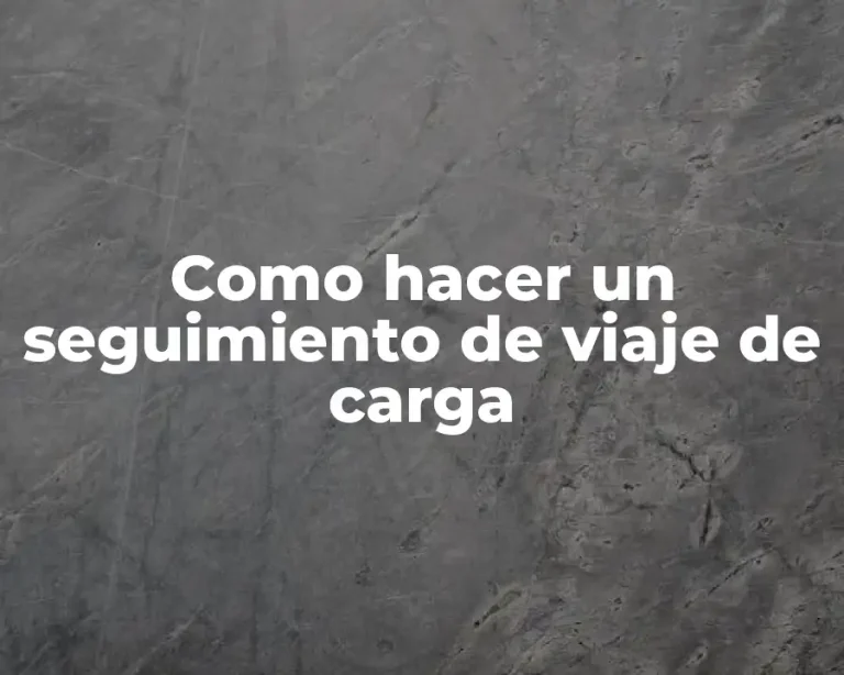Como hacer un seguimiento de viaje de carga
