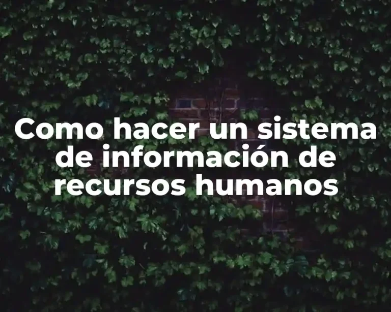 Como hacer un sistema de información de recursos humanos