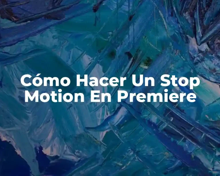 Cómo Hacer Un Stop Motion En Premiere