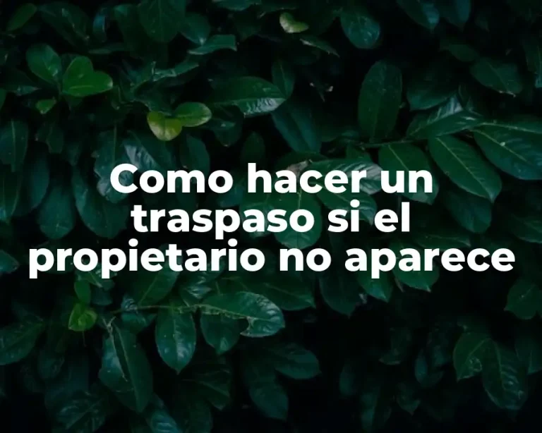 Como hacer un traspaso si el propietario no aparece