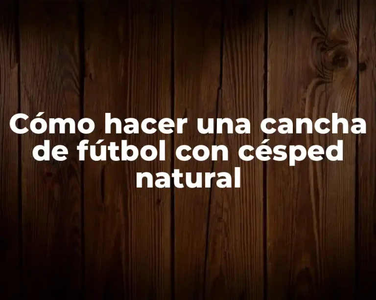 Cómo hacer una cancha de fútbol con césped natural