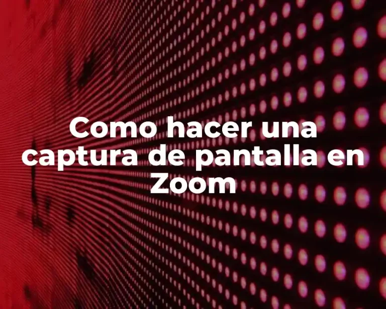 Como hacer una captura de pantalla en Zoom