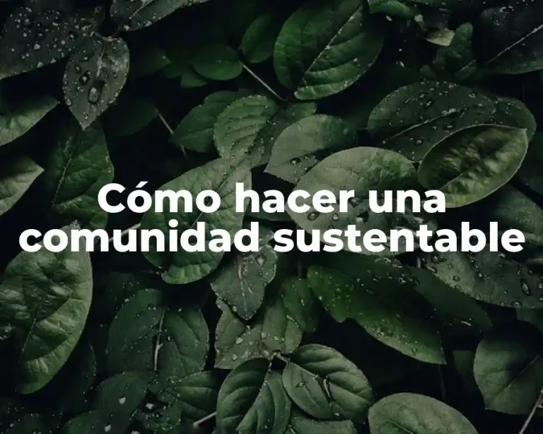 Cómo hacer una comunidad sustentable