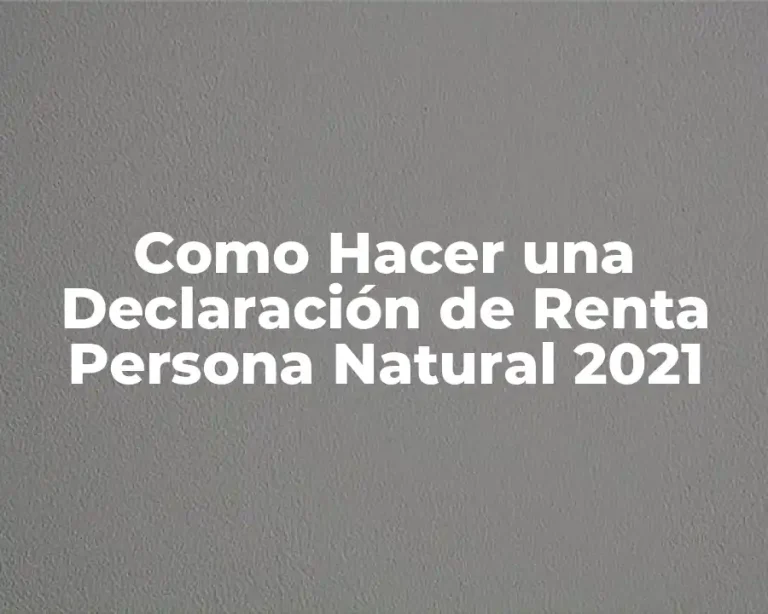 Como Hacer una Declaración de Renta Persona Natural 2021