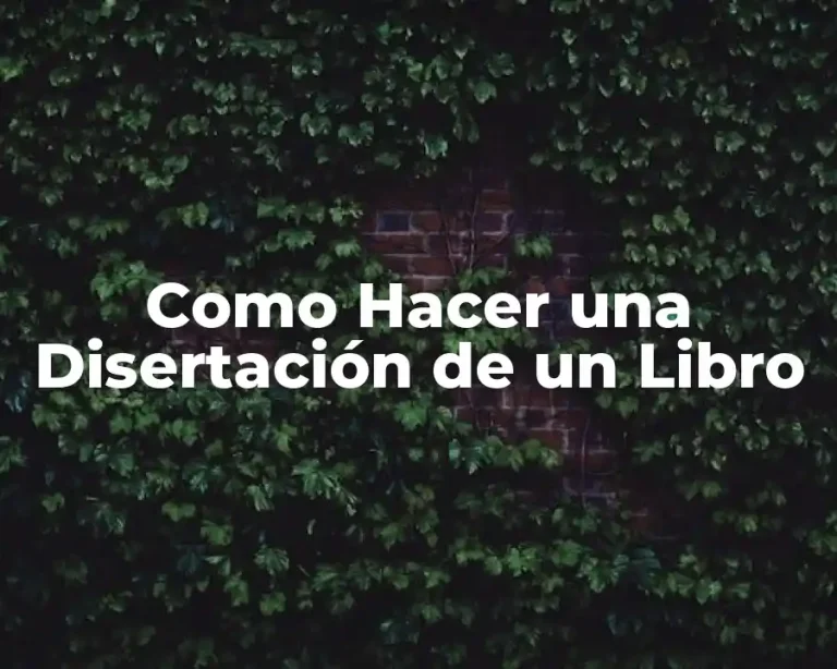 Como Hacer una Disertación de un Libro