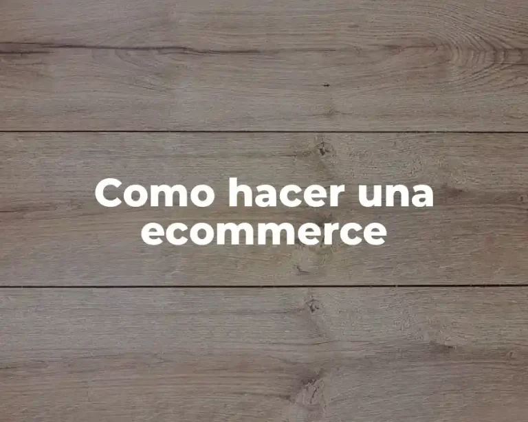Como hacer una ecommerce