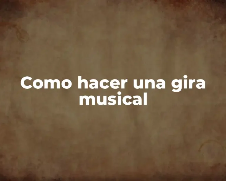 Como hacer una gira musical
