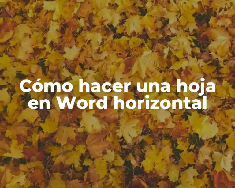 Cómo hacer una hoja en Word horizontal