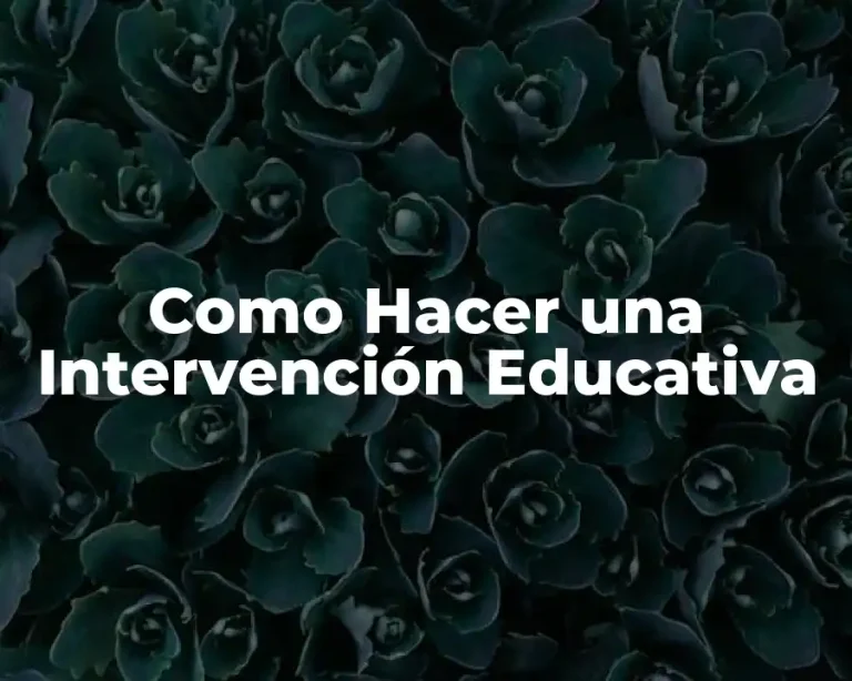 Como Hacer una Intervención Educativa