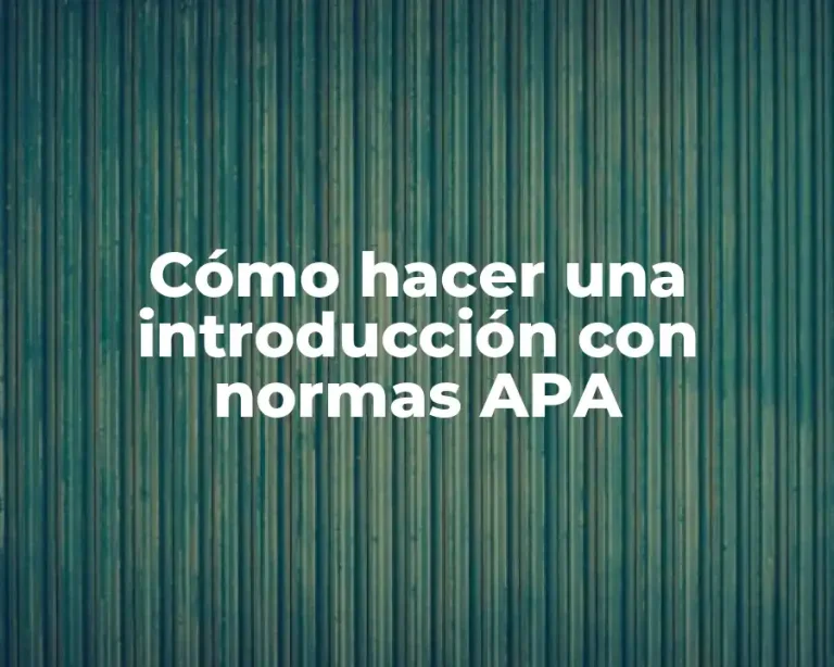Cómo hacer una introducción con normas APA