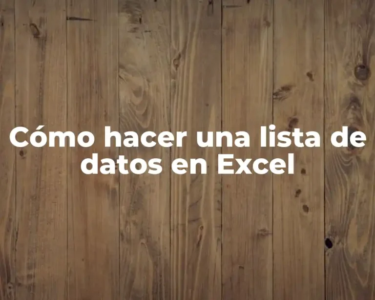 Cómo hacer una lista de datos en Excel