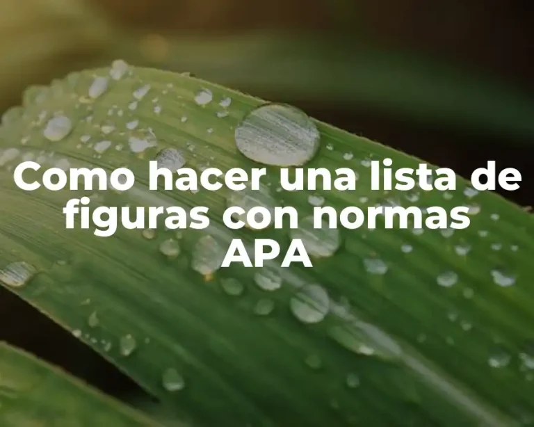 Como hacer una lista de figuras con normas APA
