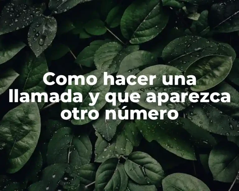 Como hacer una llamada y que aparezca otro número