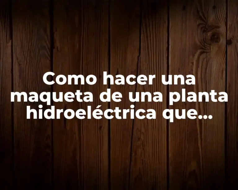 Como hacer una maqueta de una planta hidroeléctrica que funcione