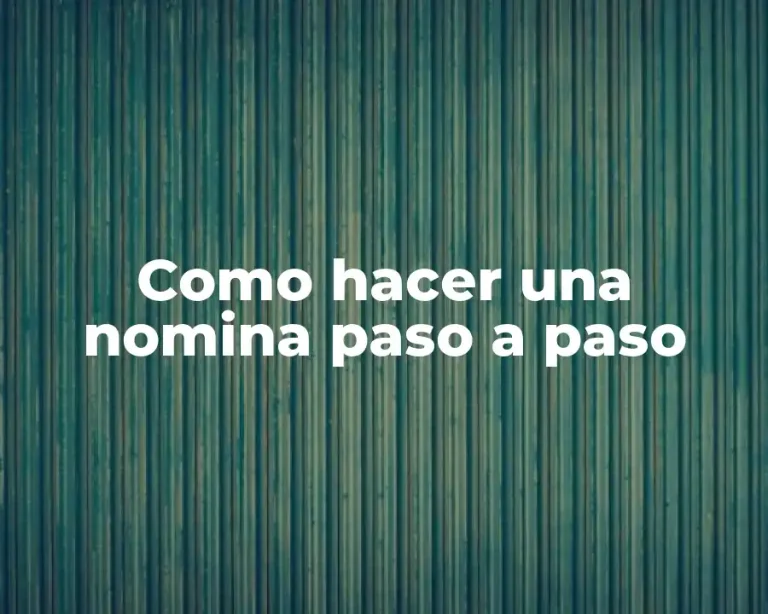 Como hacer una nomina paso a paso