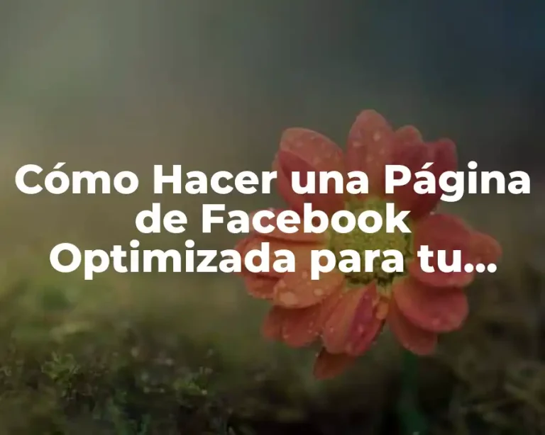 Cómo Hacer una Página de Facebook Optimizada para tu Negocio