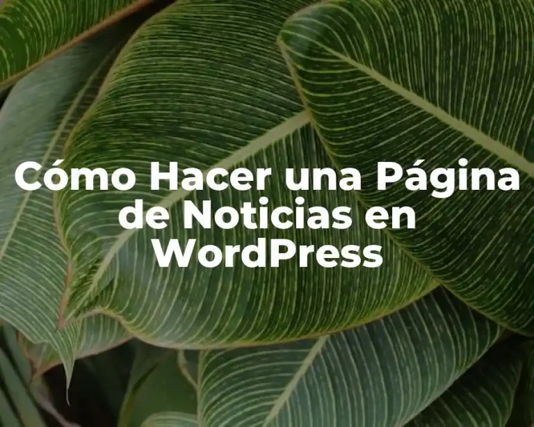 Cómo Hacer una Página de Noticias en WordPress