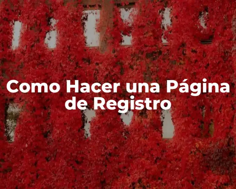 Como Hacer una Página de Registro